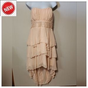 NWT Deb Strapless Formal‎ Dress Sequins Bridesmaid Prom Pink Layered A313